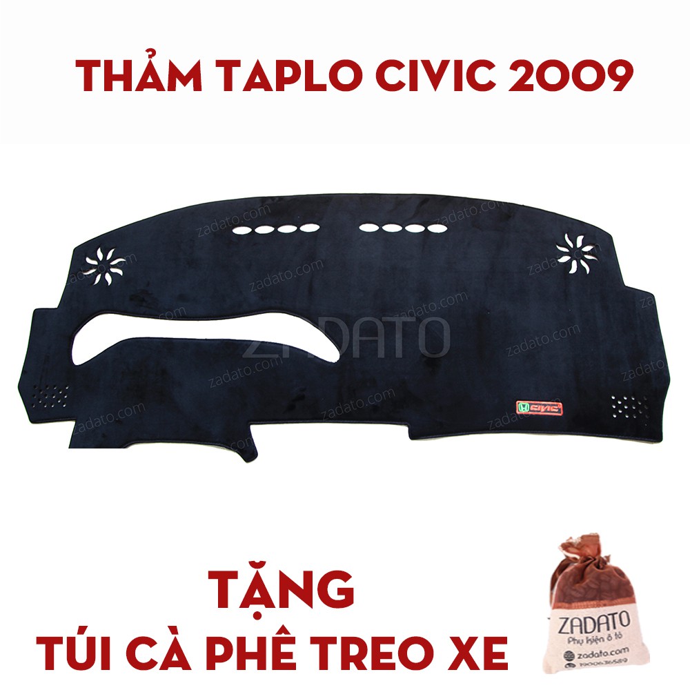 Thảm Taplo Honda Civic - Thảm Chống Nóng Taplo Lông Cừu - TẶNG: Túi Cafe Treo Xe