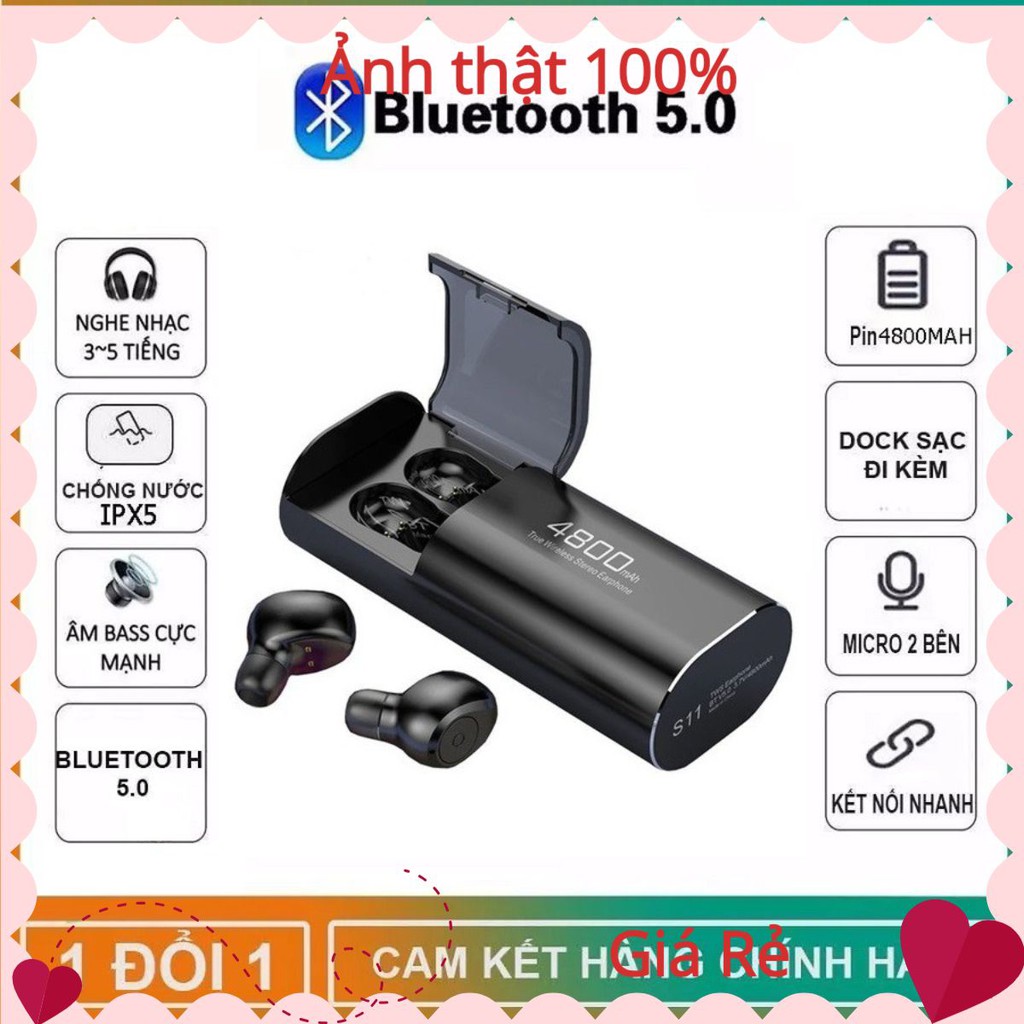 Tai nghe Bluetooth Không Dây Nhét Tai Kiêm Sạc Dự Phòng Amoi S11 TWS Nâng Cấp Hơn i7, i9, i12, F9, F9 Pro ONEN_SHOP