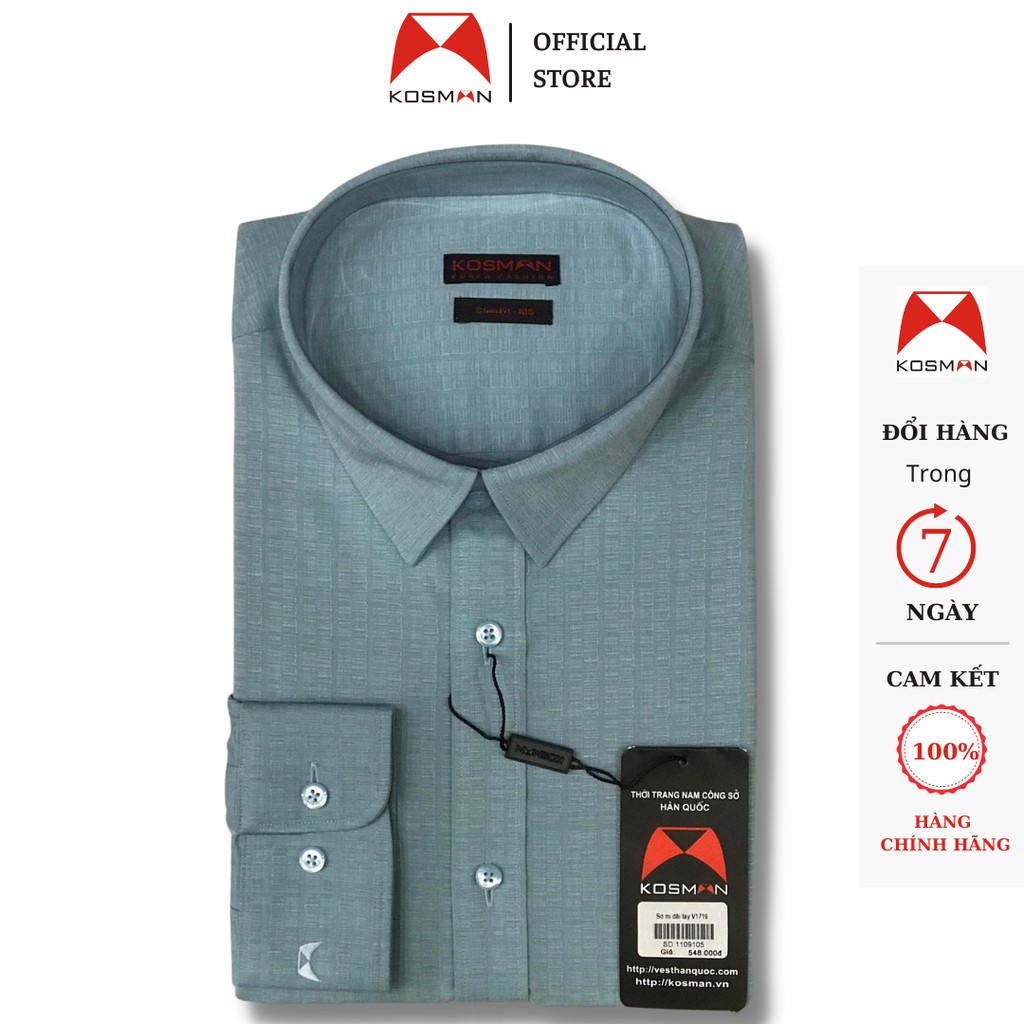 Áo Sơ Mi Nam Dài Tay Kosman Dáng Slimfit Vải Sợi Tre (vải bamboo), Có chun, Mềm Thoáng Mát, Không Nhăn Nhàu - SD1109 | BigBuy360 - bigbuy360.vn