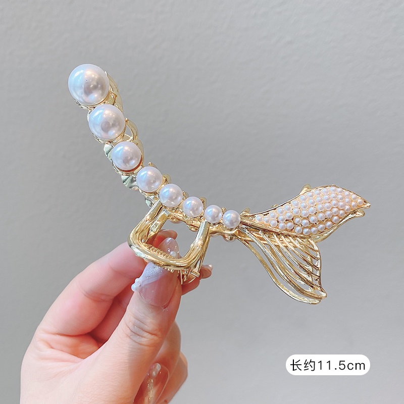 Kẹp Tóc Đính Đá / Ngọc Trai Giả Bằng Kim Loại Cỡ Lớn Phong Cách Hàn Quốc 2022