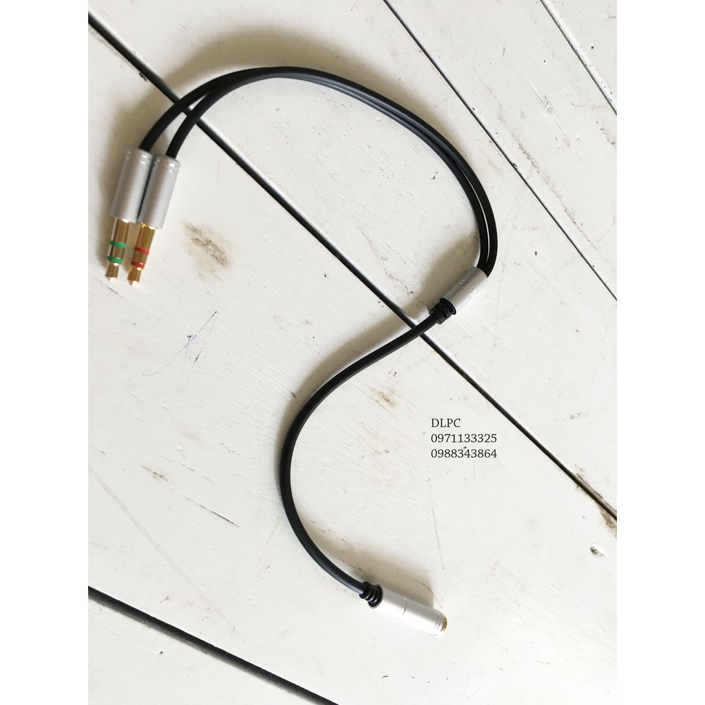 Cáp chia từ tai nghe điện thoại sang 2 đầu mic và audio riêng (1 cái-2 đực)