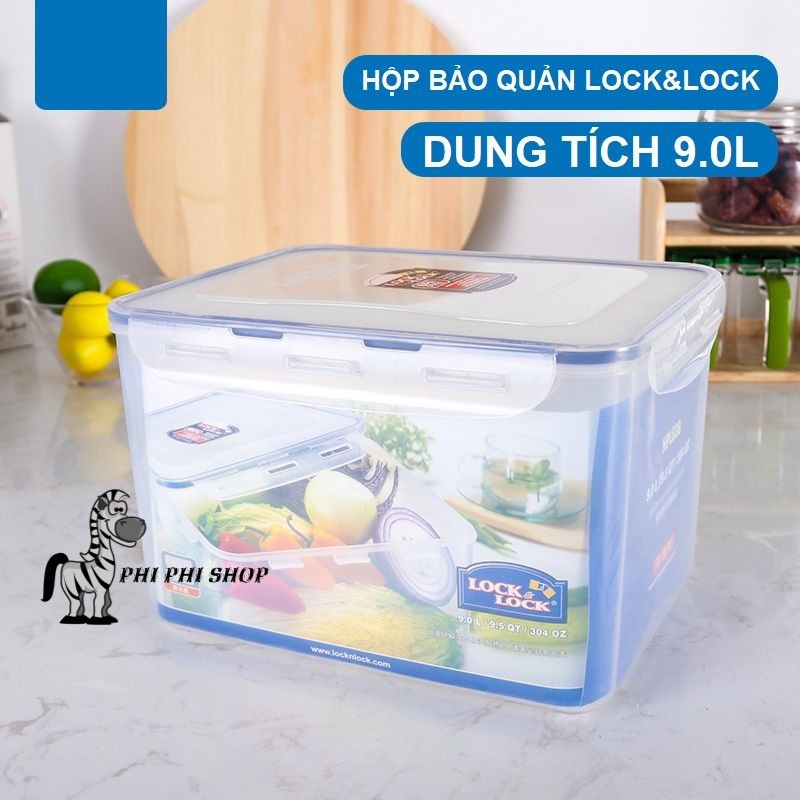 Hộp nhựa bảo quản thực phẩm Lock&amp;lock Classic loại lớn 9L có vỉ tách nước chống thấm ngược vào thực phẩm HPL838