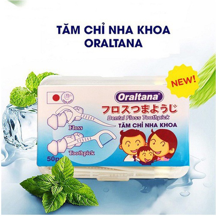 Tăm Chỉ Nha Khoa Oraltana Hộp 50 Cái - vệ sinh miệng Chính hãng