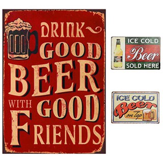 Biển trang trí kim loại chữ Beer phong cách Vintage