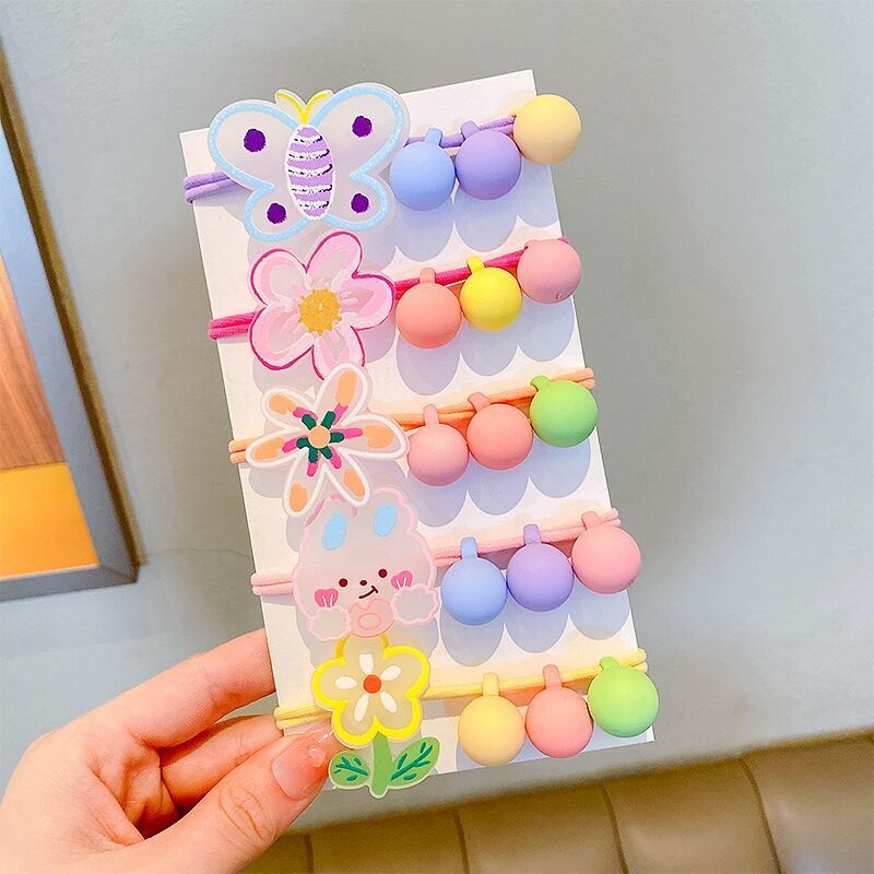 Dây Buộc Tóc Cao Su Co Giãn Đính Hoa Nhỏ Dễ Thương Cho Bé Gái