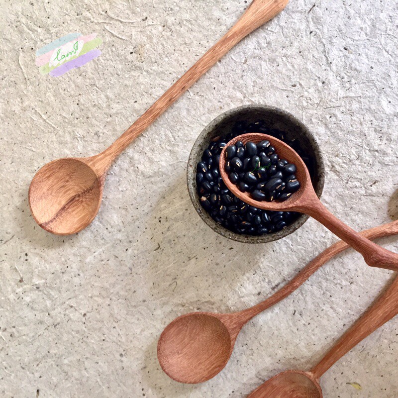 Thìa gỗ gõ tự nhiên - An toàn - Bền đẹp - Không nhuộm màu - Hand-carved doussie wood spoon