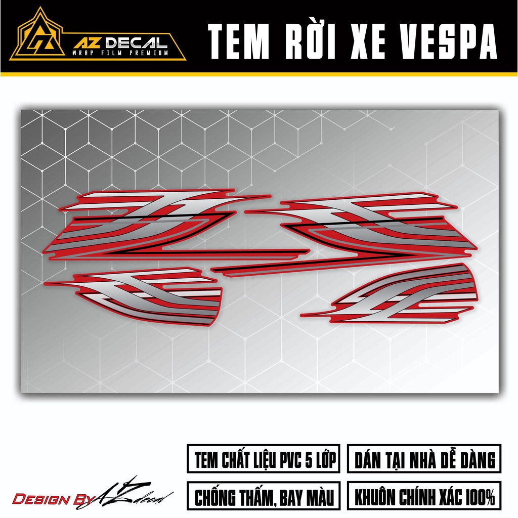 Tem Vespa Sprint / Primavera Thiết Kế Phong Cách Hiện Đại | VPSP47 | Team Decal Hình Dán Xe Máy Vespa Chống Nước Bền Màu