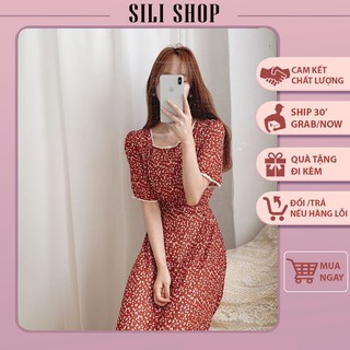 [Ảnh Thật/Video] Đầm hoa nhí 👑FREESHIP 50K👑Váy hoa nhí vintage cổ vuông tay dáng dài