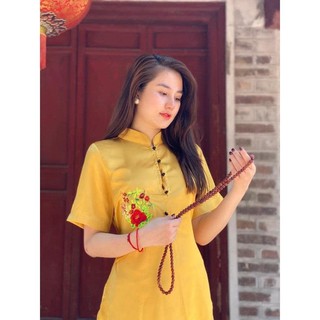 Đồ Lam Nữ Đi Chùa Vải Lụa Cao Cấp Lịch Sự