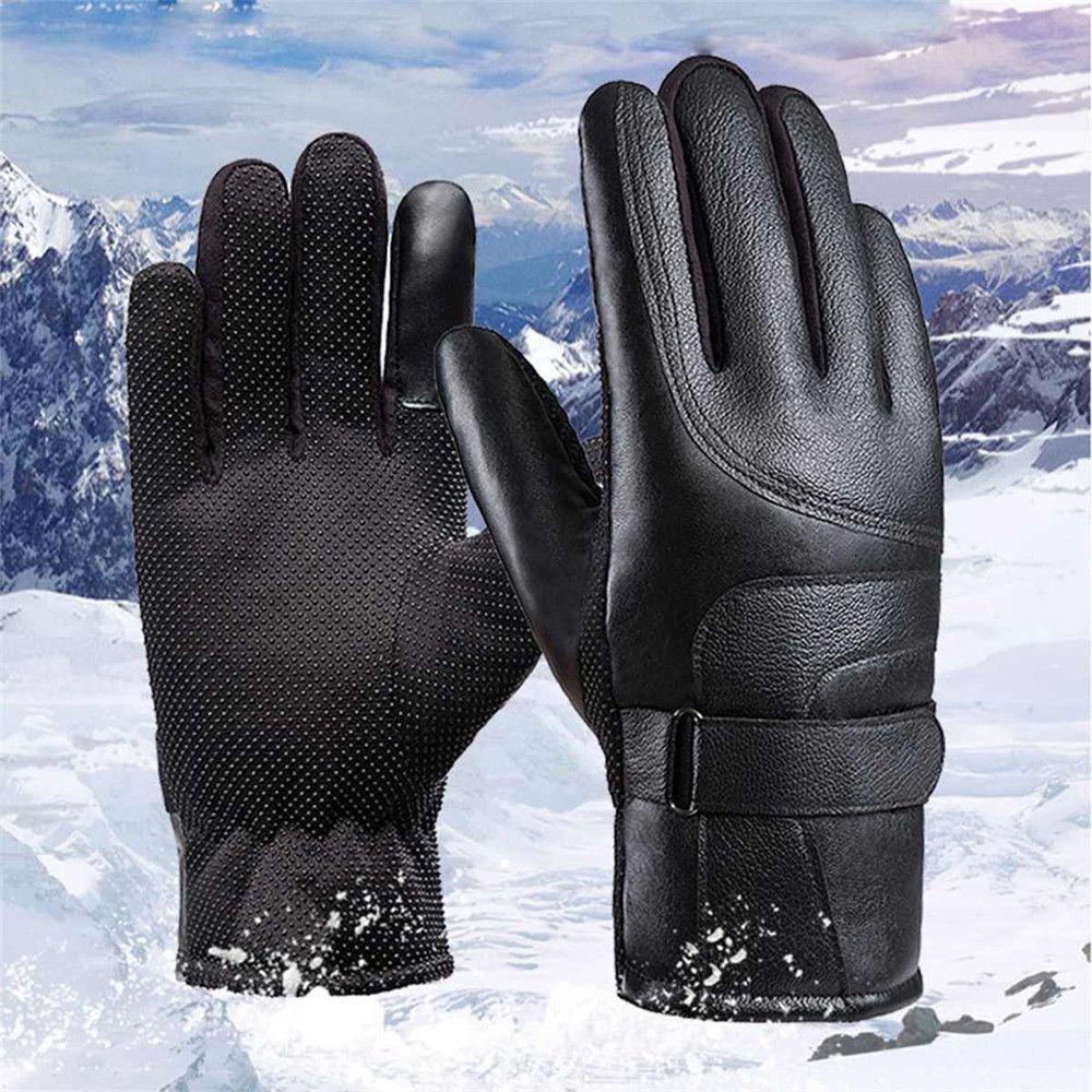 Găng Tay Trượt Tuyết Bằng Da Chống Trượt Không Thấm Nước Có Thể Dùng Màn Hình Cảm