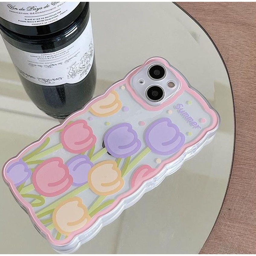 Ốp điện thoại  trong lượn sóng hoa tulip 6/6s/6plus/6splus/7/7plus/8/8plus/xs/11/12/13/14/Pro/Plus/Promax TLS32
