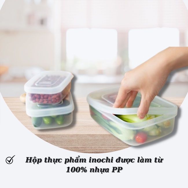 Hộp nhựa đựng thực phẩm tủ lạnh INOCHI cao cấp nắp dẻo nhiều Size