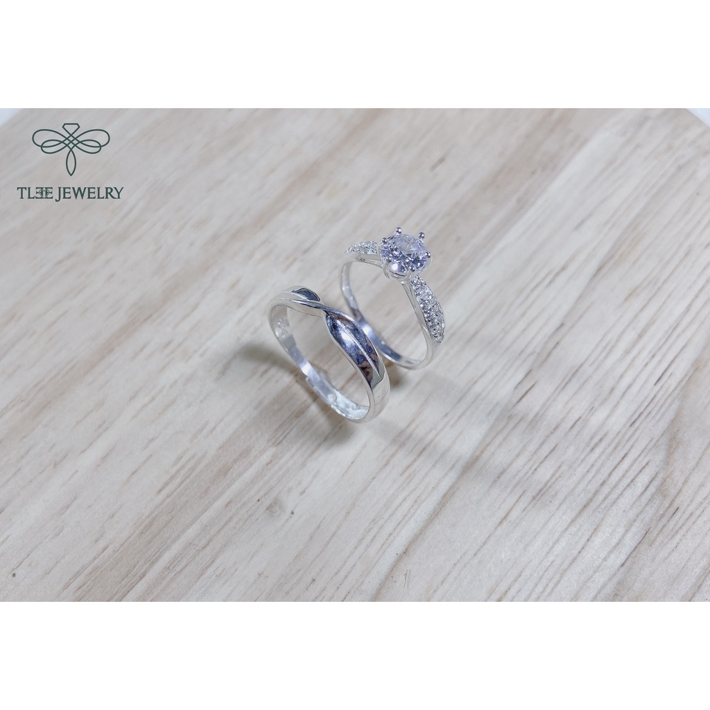 Nhẫn đôi bạc s925 TLEE nam nữ sang trọng TleeJewelry ND0107