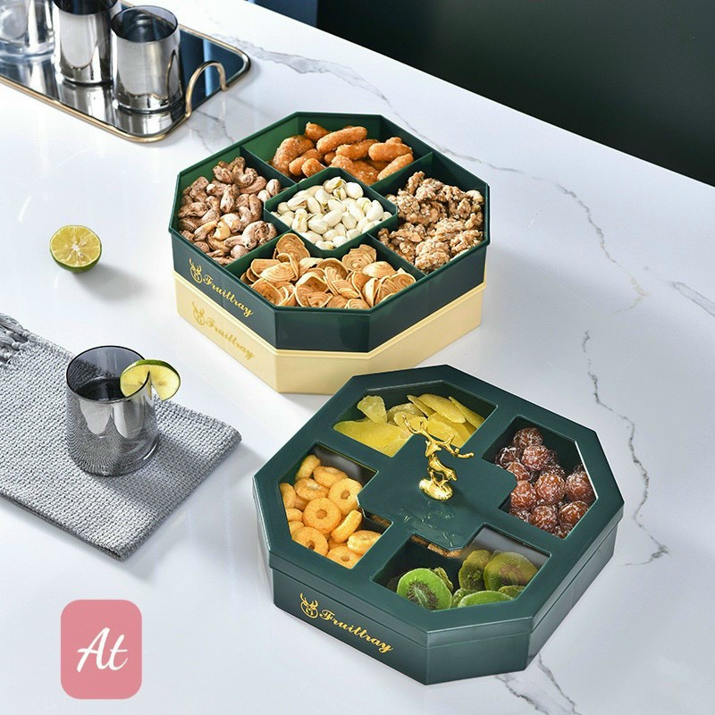 HÀNG LOẠI 1Khay mứt 3 tầng hình hươu vàng cao cấp - Hộp đựng bánh kẹo đựng mứt phong cách Châu Âu sang trọng - LỖI 1 Đ