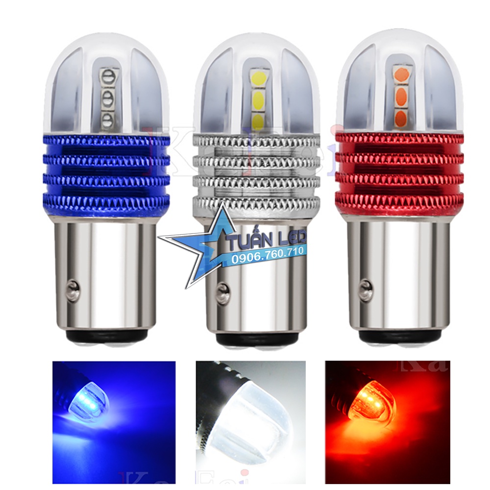 Đèn stop báo hiệu, led đuôi hậu 2 chế độ có chớp nhấp nháy 12V (Đỏ Trắng Xanh băng)