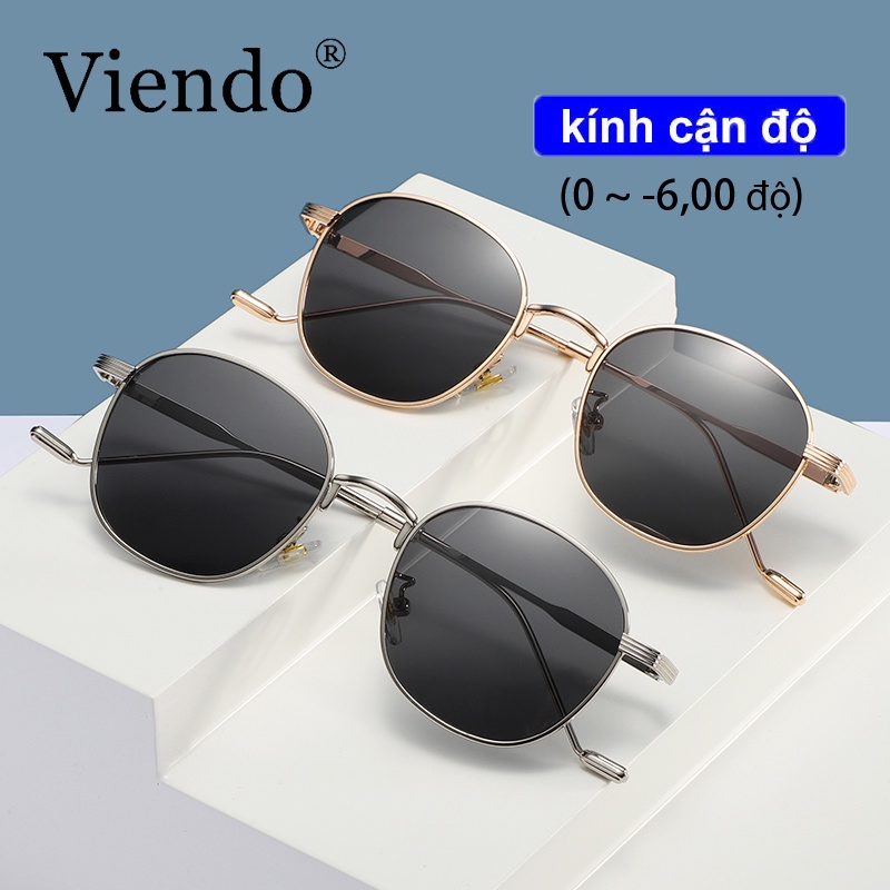 Kính VIENDO kim loại chống tia bức xạ UV400 có cắt kính cận theo yêu cầu thích hợp cho nam và nữ