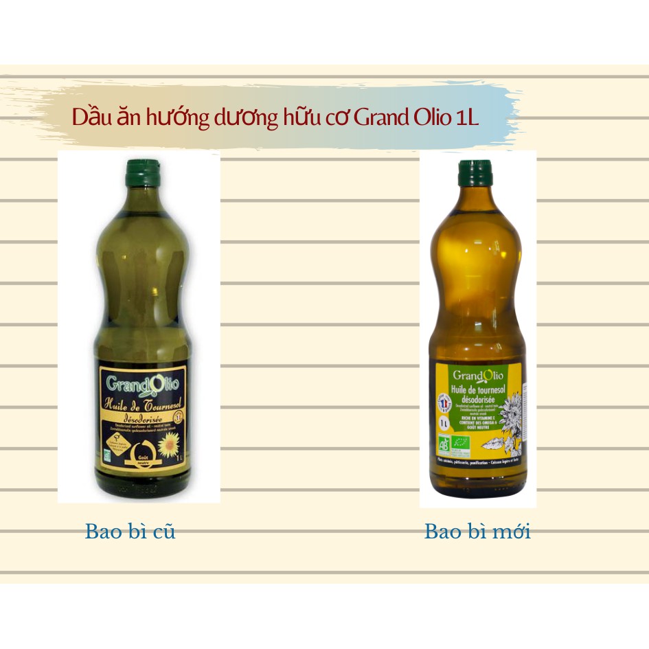 Dầu ăn hướng dương hữu cơ Grand Olio (1 lit)