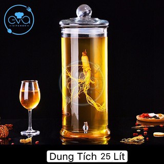 Bình Ngâm Thủy Tinh 25 Lít Có Van Dáng Trụ Thân Trơn – TT25LV
