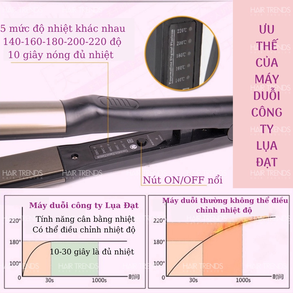 Máy là tóc,kẹp tóc đa năng,máy uốn duỗi tạo kiểu tóc 2 trong 1,bảo hành công ty chính hãng 12 tháng