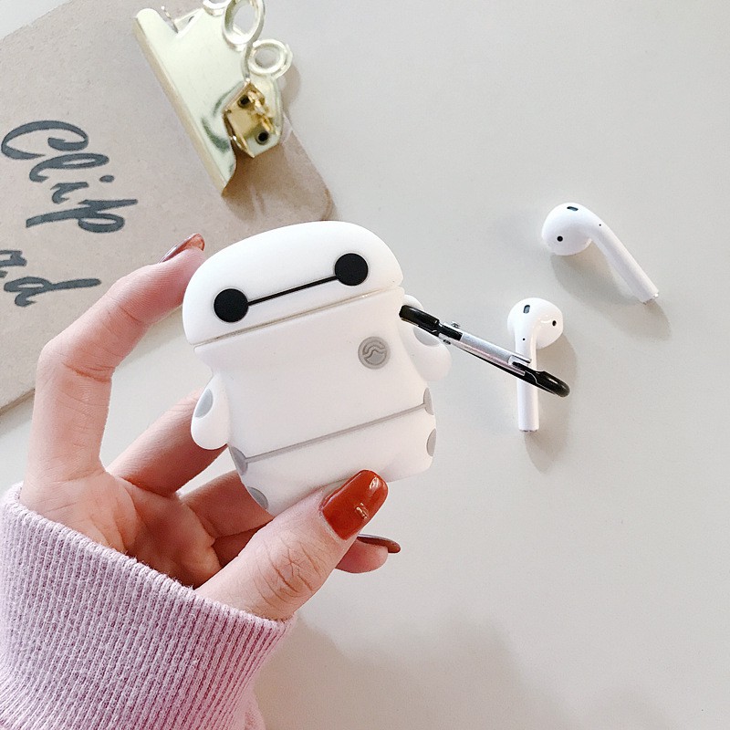 Case Vỏ Bao Airpod Đựng Tai Nghe Airpod 1 2 Pro Big hero Trắng chống va đập - Dino case