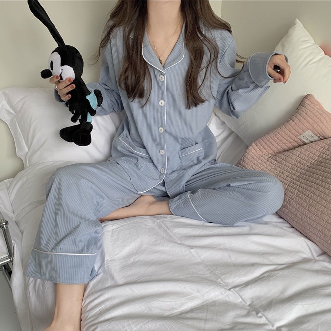 Bộ Đồ Ngủ Dáng Rộng Tay Dài Phong Cách Hàn Quốc Thời Trang Thu Đông Mới Cho Nữ | BigBuy360 - bigbuy360.vn