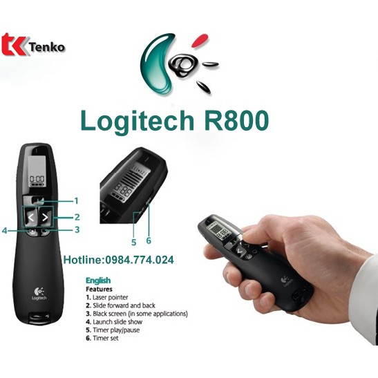 [Mã 252ELSALE hoàn 7% đơn 300K] Bút trình chiếu Logitech R800 - Bút chỉ slide