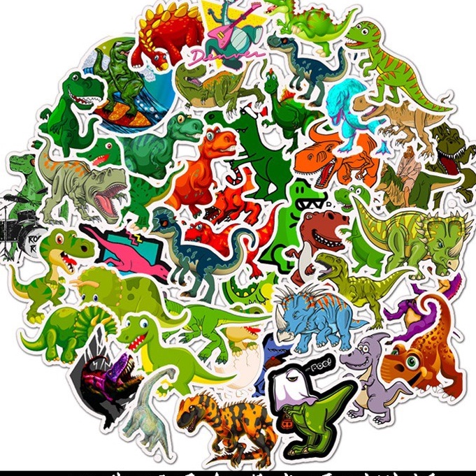 H206 - Sticker Hình Chú Khủng Long Cute - PVC/ Hình dán Chống nước