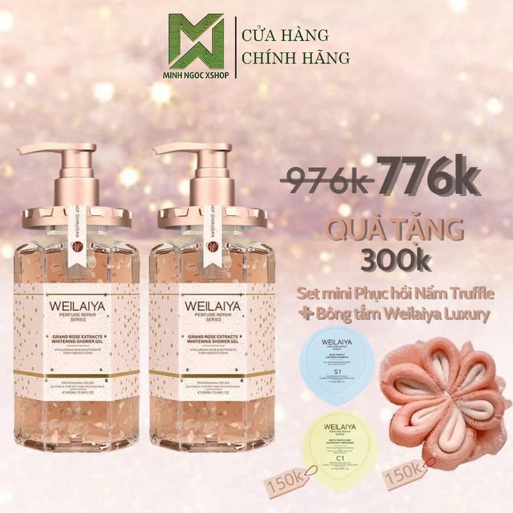 Sữa tắm trắng da cánh hoa hồng DAMASK WEILAIYA GRAND ROSE EXTRACTS WHITENING SHOWER GEL 450ml