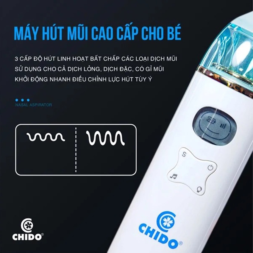 Máy hút mũi cao cấp cho bé CHIDO 2020 có nhạc, màn hình LCD, Công nghệ Nhật Bản, Hàng chính hãng, BH12 tháng