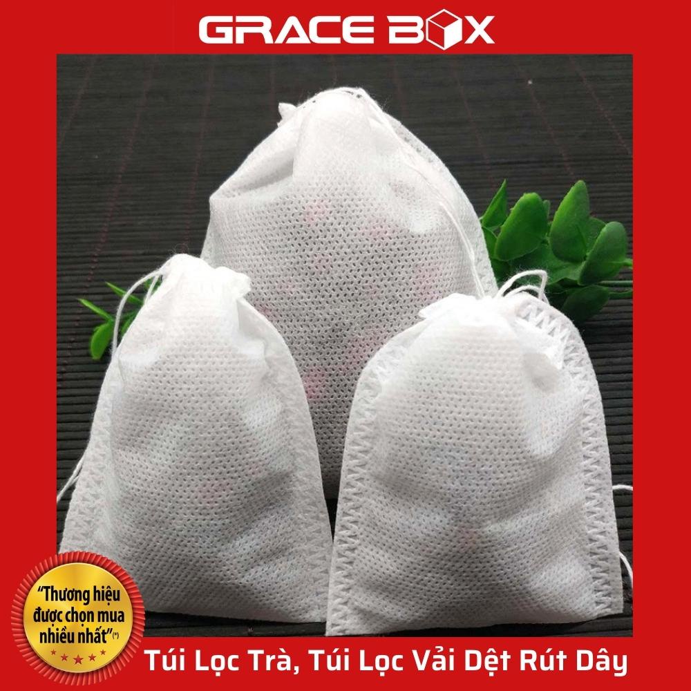 {Giá Sỉ} Xấp 50 Túi Lọc Trà, Túi Lọc Vải Dệt Rút Dây - Loại Cao Cấp- Siêu Thị Bao Bì Grace Box