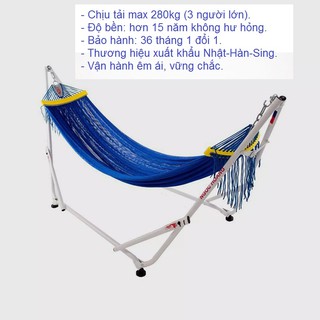 Bộ khung võng thép sơn tĩnh điện Thuyền Rồng + lưới võng cán thép 2 lớp cỡ đại cao cấp xuất khẩu Ngọc Hoàng