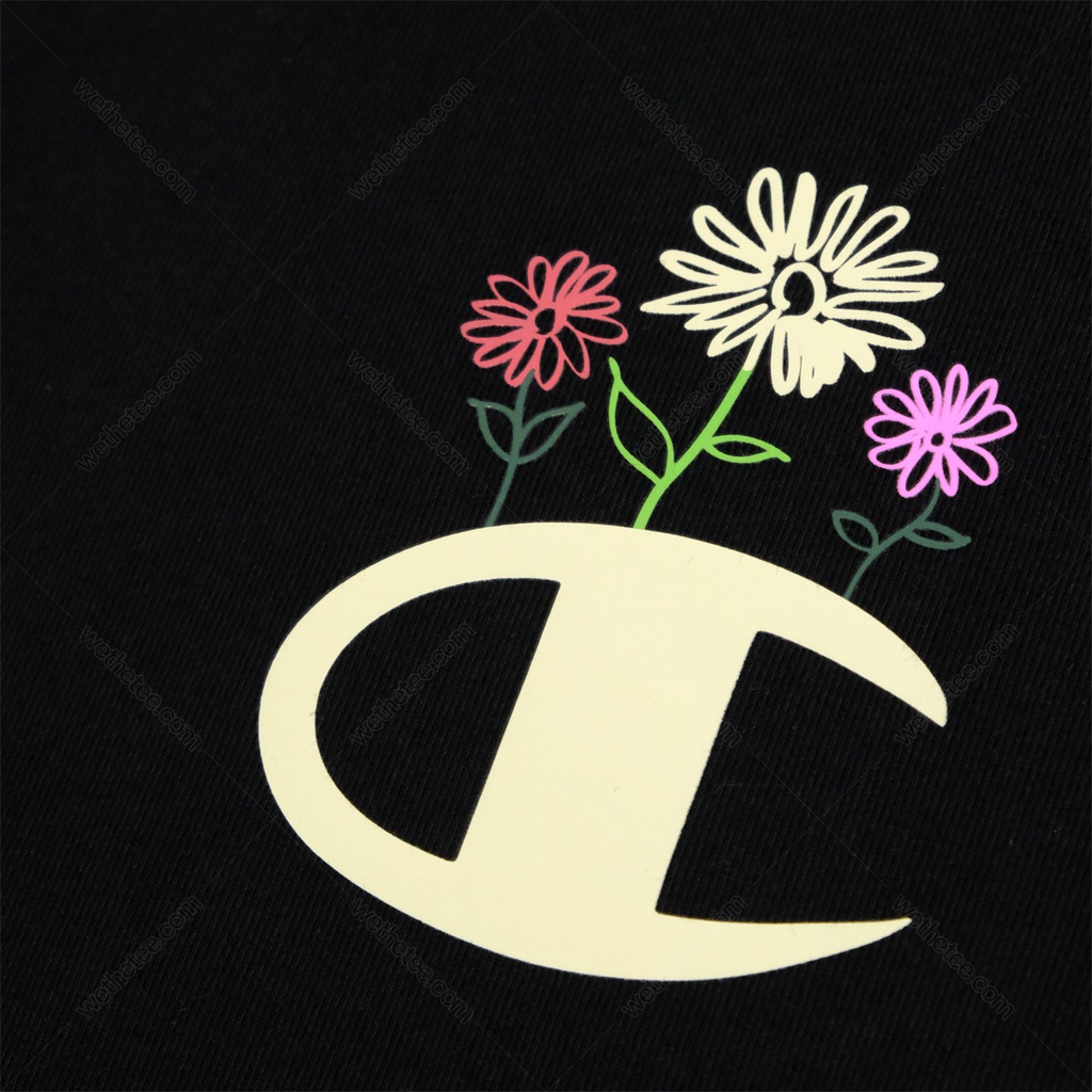 Áo Champion Heritage Contour Floral C Screen Print Logo, Black