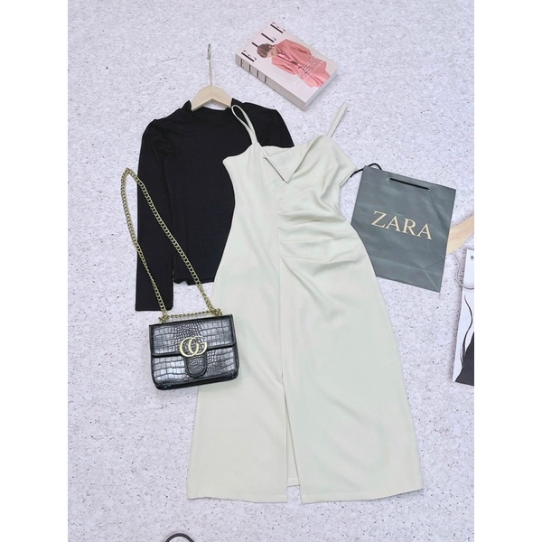 Set thiết kế váy hai dây li sườn mix áo len cổ 3p tiểu thư sang chảnh | BigBuy360 - bigbuy360.vn