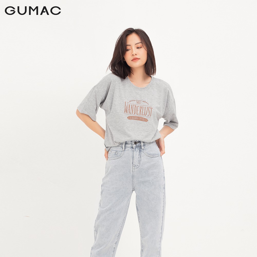 Áo phom rộng in chữ GUMAC ATA1242 | BigBuy360 - bigbuy360.vn