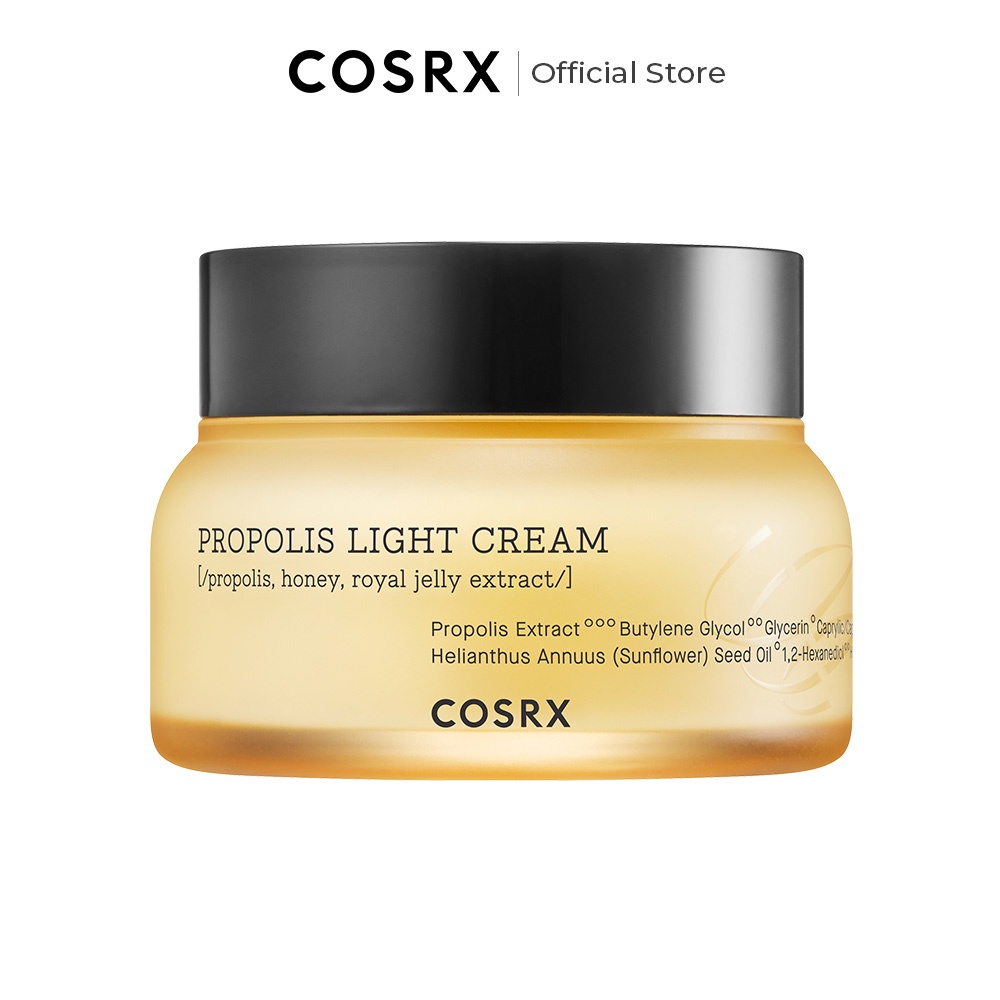 Kem dưỡng ẩm COSRX Propolis Light Cream 65ml chứa thành phần mật ong làm sáng da