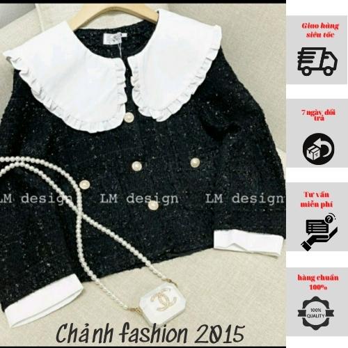 Áo khoác dạ tweed thu đông phong cách Hàn Quốc