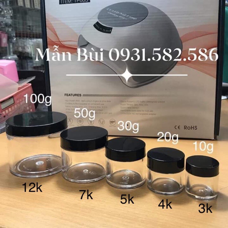 Vỏ hũ nhựa 30gam, 100gam chuyên đựng bột