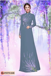 Vải áo dài hoa lavender