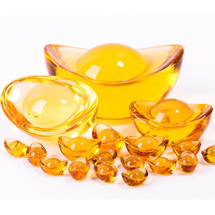 Thỏi vàng thần tài pha lê phong thủy , cầu tài lộc & may mắn cho gia chủ