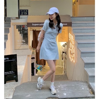 Đầm kẻ korea