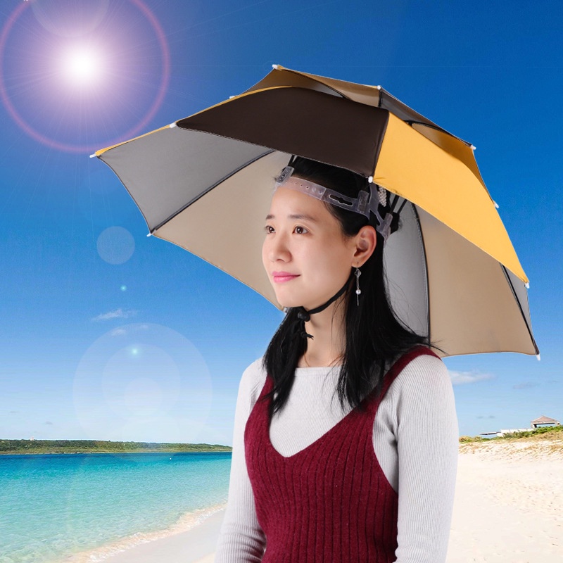 Dù Hai Lớp Đầu Cao Su Mềm Gắn Dù Chống Mưa Nắng Tiện Dụng