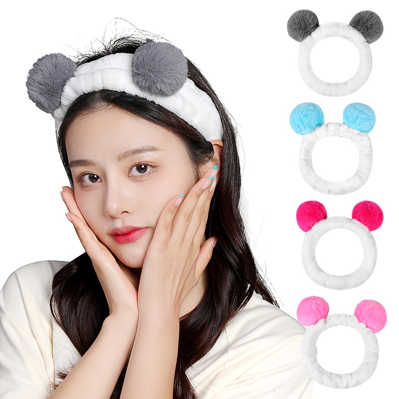 Băng đô rửa mặt Tai Gấu, băng đô cài tóc skincare nữ Tai Gấu 3D cute vải nhung mềm mượt Hàn Quốc