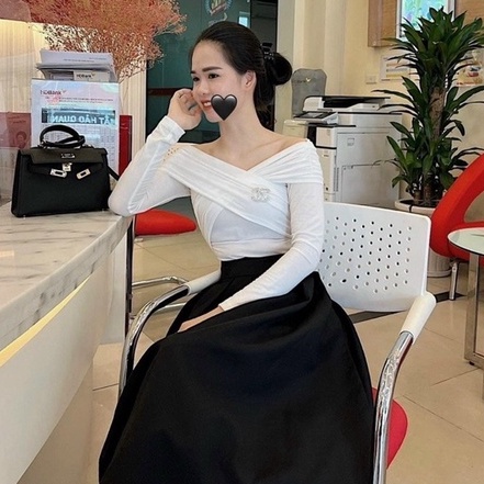 Xả hàng - Áo thun trễ vai dài tay thun giấy, Áo kiểu dáng ôm sexxy AT1507 - NhiNhi Shop