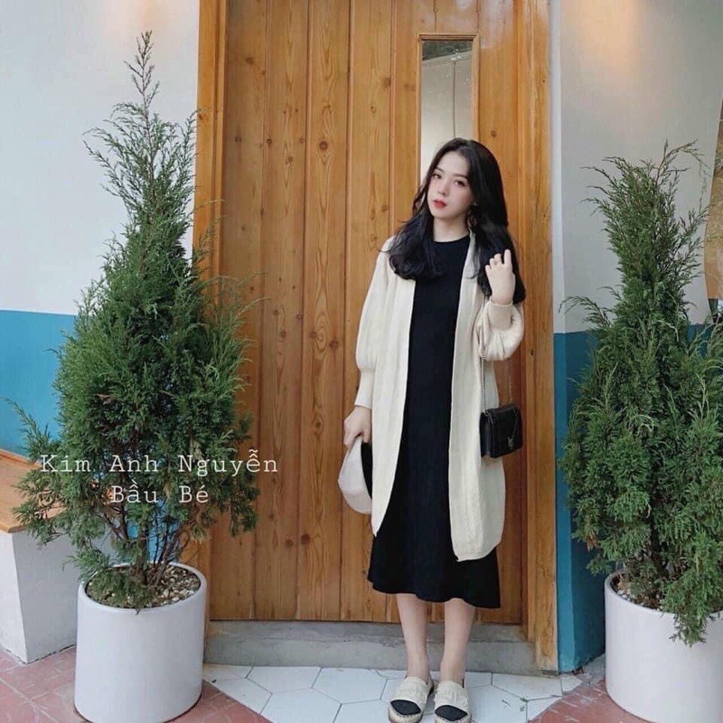 Áo khoác cadigan dáng dài bo tay