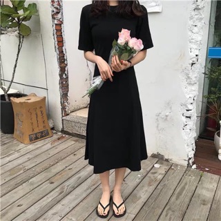 Váy thun trơn dáng xoè