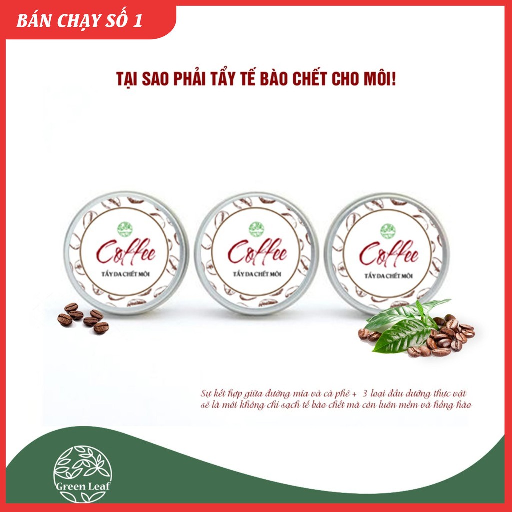 Tẩy Da Chết Môi GREEN LEAF chiết xuất cà phê 15g | BigBuy360 - bigbuy360.vn