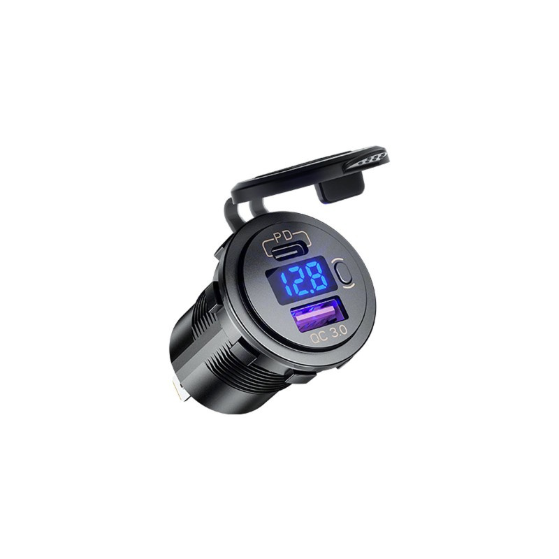 Ổ Cắm Sạc Nhanh Usb 12v 24v Type C Pd Qc3.0 Có Công Tắc Cho Xe Hơi / Xe Máy / Tàu Thủy