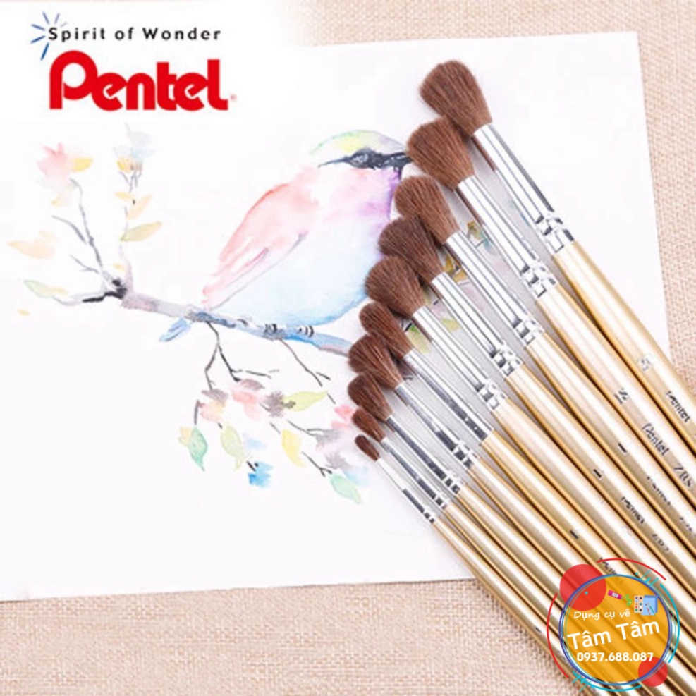 [ TÂM TÂM ]-Cọ vẽ Màu Nước Pentel ZBS1 | Đầu Cọ Mềm Mượt | Nhiều Kích Cỡ Khác Nhau