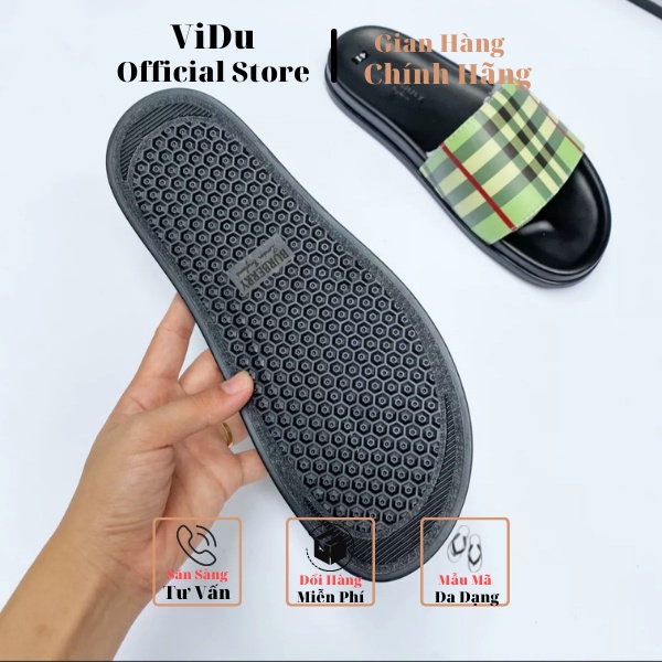 Dép nam thời trang Burberry ViDu 21153 màu mới quai kẻ hai màu  đế cao su đúc cao cấp, đi êm chân