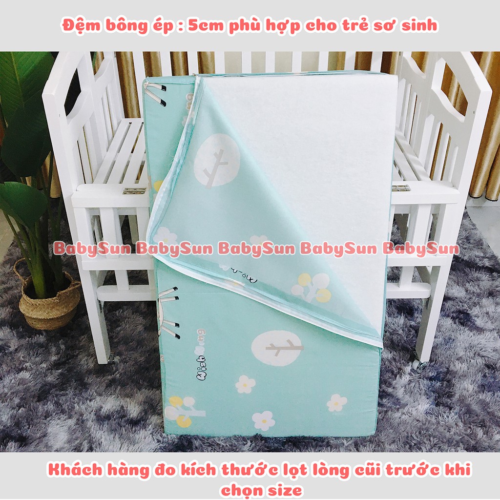 Combo Đệm Cũi Ga Chun Bọc Đệm BABYSUN Cho Giường Cũi Cho Bé Nhiều Kích Thước Và Màu Sắc Cho Các Mẹ Chọn Cho Bé